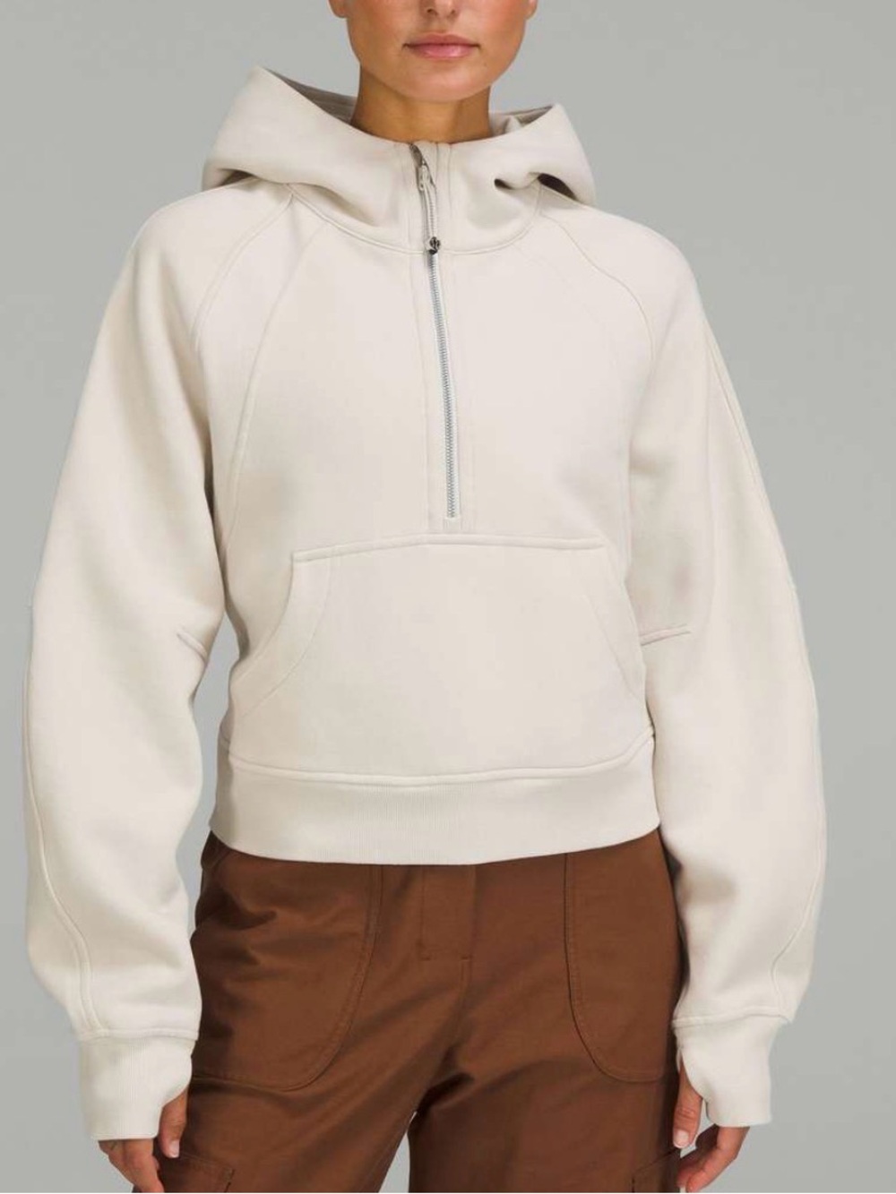 Lululemon Natural Ivory Scuba 1/2 Zip Hoodie